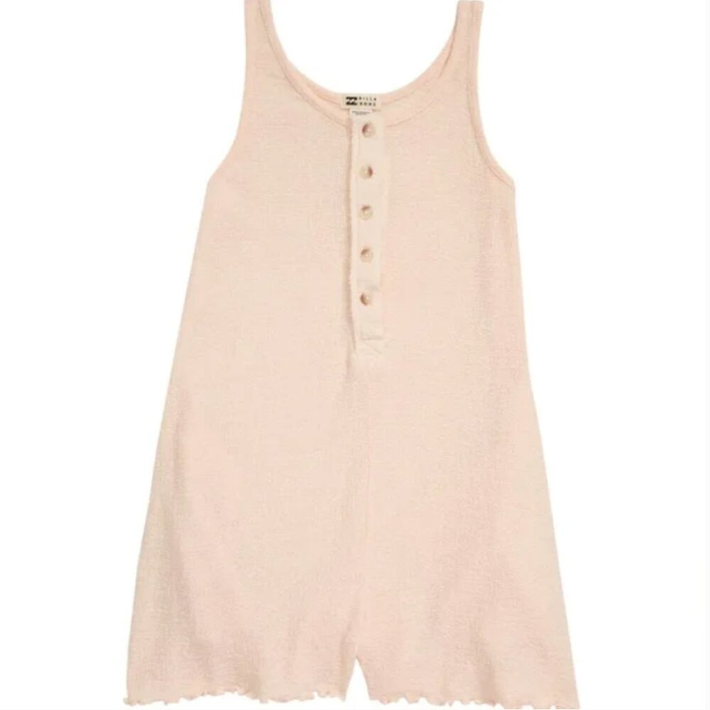 Billabong Girl’s Light Peach Sleeveless Henley Tank Shorts Romper Size Large NWT